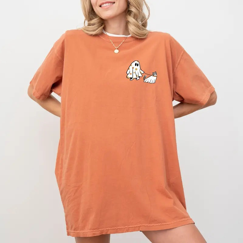 Comfort Colors Halloween Ghost Dog Shirt, Funny Boo Dog Tee, Dog Lover Halloween Outfit, Cute Dog Shirt for Dog Mom, Fall...