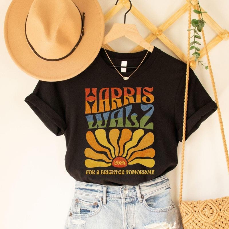 Comfort Colors Harris Walz 2024 Shirt, Kamala Harris Shirt Tim Walz Shirt, Boho Aesthetic Retro Tee, Election 2024 Shirt,...