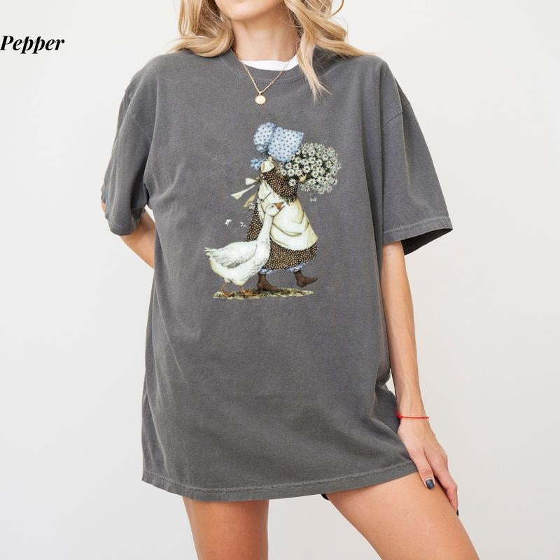 Comfort Colors Holly Hobbie T-Shirt, Vintage Style Unisex Tee, Retro Cottagecore Shirt, Ultra Soft Cotton Tee, Everyday...