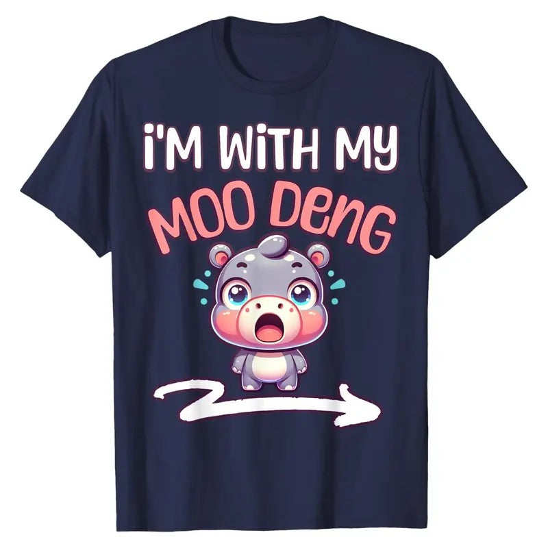 Comfort Colors I'm With My Moo Deng Cute Baby Pigmy Hippo For Couples T-Shirt Hoodie, Sweatshirt | HypeCrazeTee.com