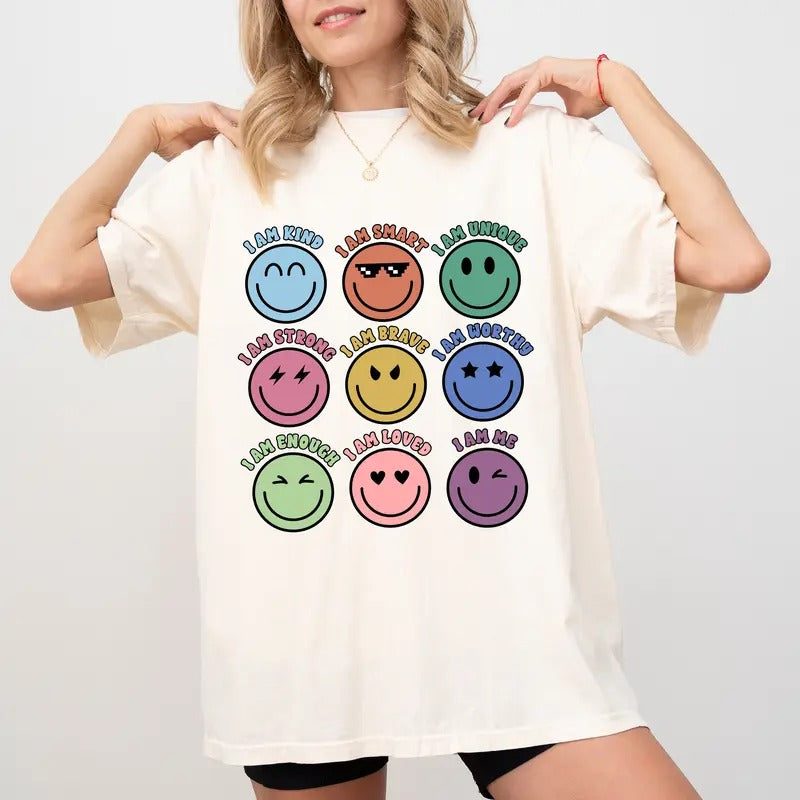 Comfort Colors Positive Affirmations Shirt, Grow Positive Thoughts Graphic Printed Tee, Mental Health Unhinged Shirt,...