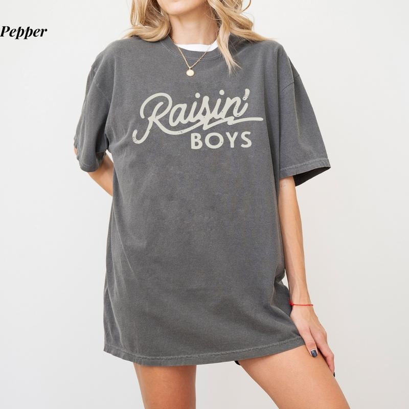 Comfort Colors Raising Boys T-Shirt, Boy Mom Life Tee, Trendy 90s Vintage Mom Shirt, Ultra Soft Cotton Tee, Everyday...