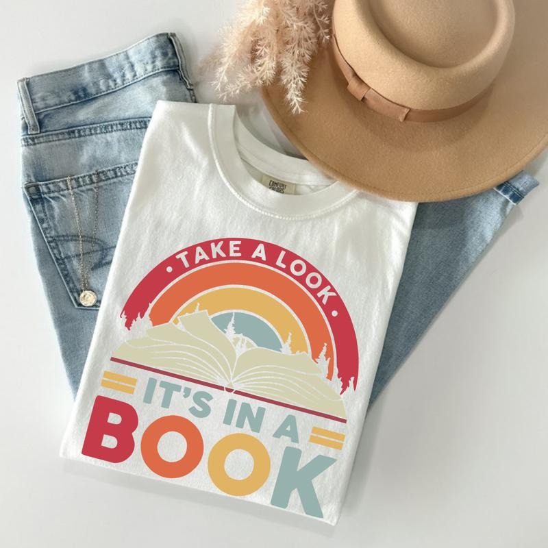 Comfort Colors Reading Rainbow Shirt Take a Look Its in a Book Shirt, Funny Book Nerd Shirt, Bookworm Gift Shirt, funny...