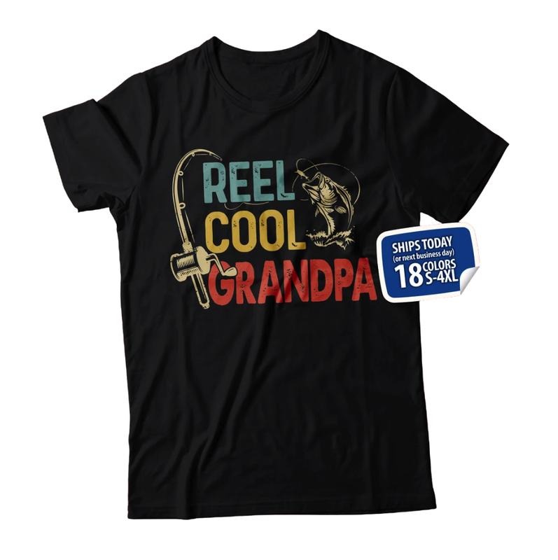 Comfort Colors Reel Cool Grandpa Shirt for Men, Grandpa Fishing T-Shirt, Grandpa Fisherman, Grandpa Gift