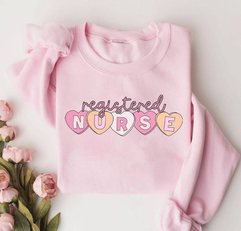 Comfort Colors Registered Nurse Sweatshirt - Nursing Nicu Labo Sweatshirt, Sweethearts Heart Love Design, Women's...