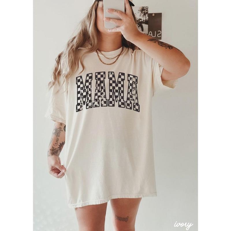 Comfort Colors Retro Checkered Mama Shirt Mothers Day Gift From Daughter for Mom, Mama Tshirt For Birthday For Her...