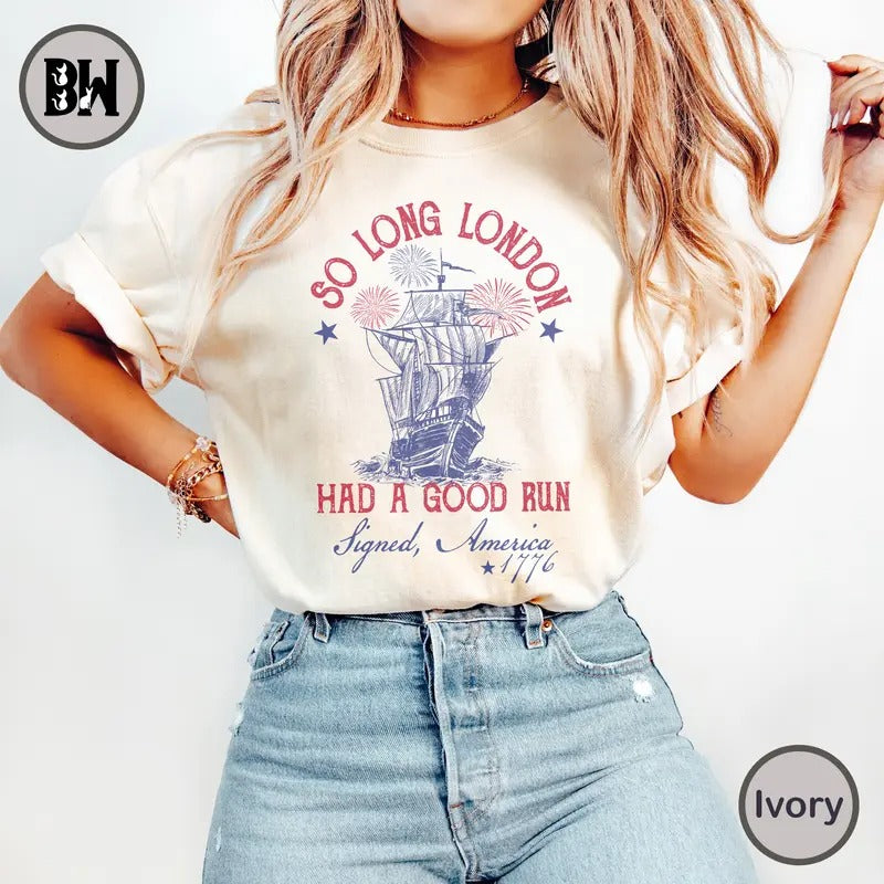 Comfort Colors So Long London 4th of July Shirt, Gift For Her, Fourth Of July Shirt, Oversized Trendy Tee, July 4th Shirt...
