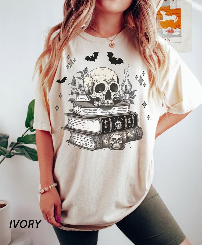 Comfort Colors Spooky Spell Books shirt, iprintasty halloween, Book Lover t-shirt, Skull Halloween t-shirt, boo books...