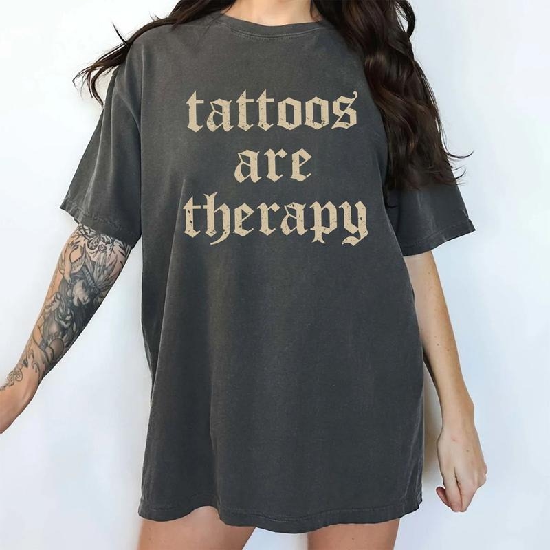Comfort Colors Tattoos Are Therapy Shirt Retro Tattoos Are Therapy Tattoos Are Trashy Printed Vintage Tattoo Shirt Funny Tattoos Lover Tops Casual Womenswear Soft Cotton Fabric Relaxed Fit Chic T-Shirts, Hoodie, Sweatshirt