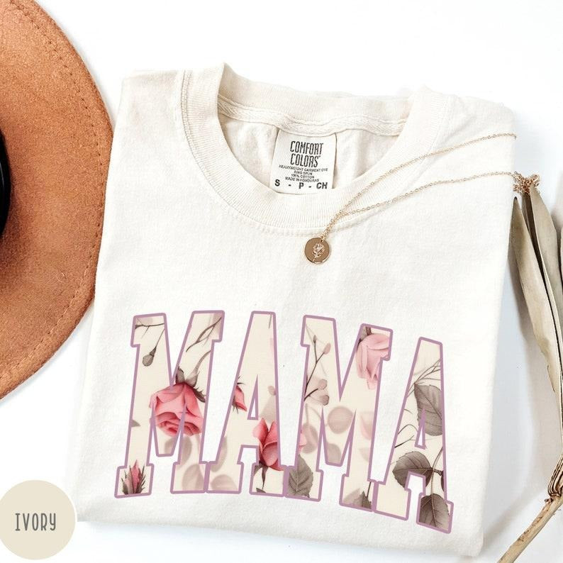 Comfort Colors Vintage Floral Mama t-shirt, Mama T-Shirt, Strong Woman Shirt, gift for mothers day, Mama teestyle{n002}2...