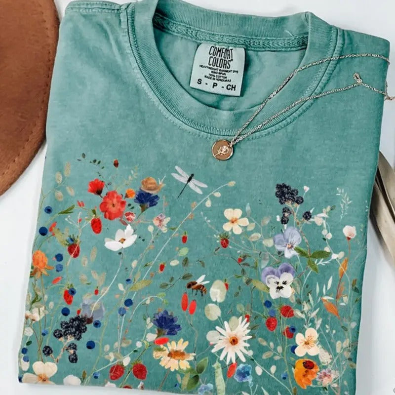 Comfort Colors Vintage Pressed Flowers Shirt, Boho Cottagecore Tshirt  Floral Tee Wildflowers Sweatshirt Fairycore Gift...