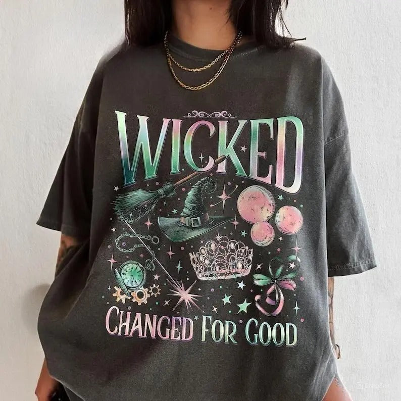Comfort Colors Wicked Change For Good Shirt, Defy Gravity Broomstick Magic Wand, Wizard Movie Fan Shirt, Wicked Musical...