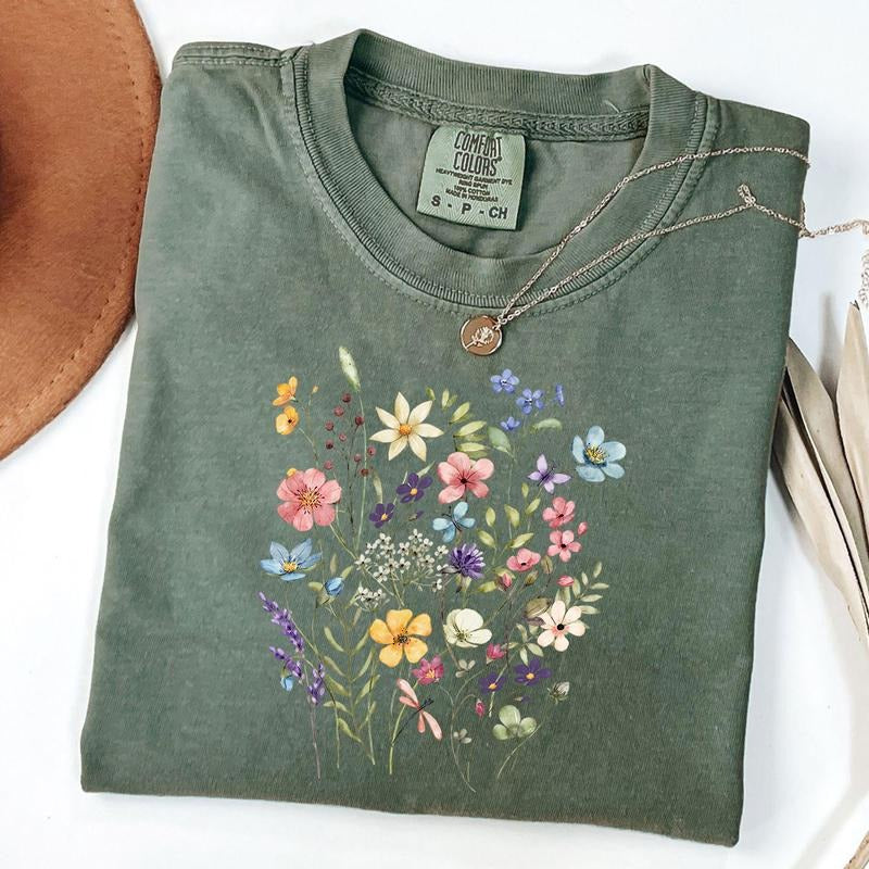 Comfort Colors Wildflower T-Shirt, Wild Flower Meadow Cottagecore Aesthetic Shirt, Garden Tee, Gift For Her, Nature Lover...