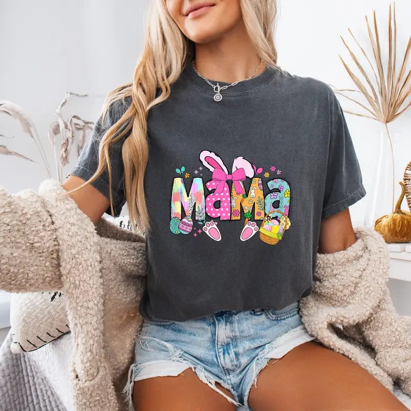 Comfort Mama Coquette Bow Bunny Easter Funny Mom Mommy Happy Easter T-Shirt Hoodie, Sweatshirt | HypeCrazeTee.com