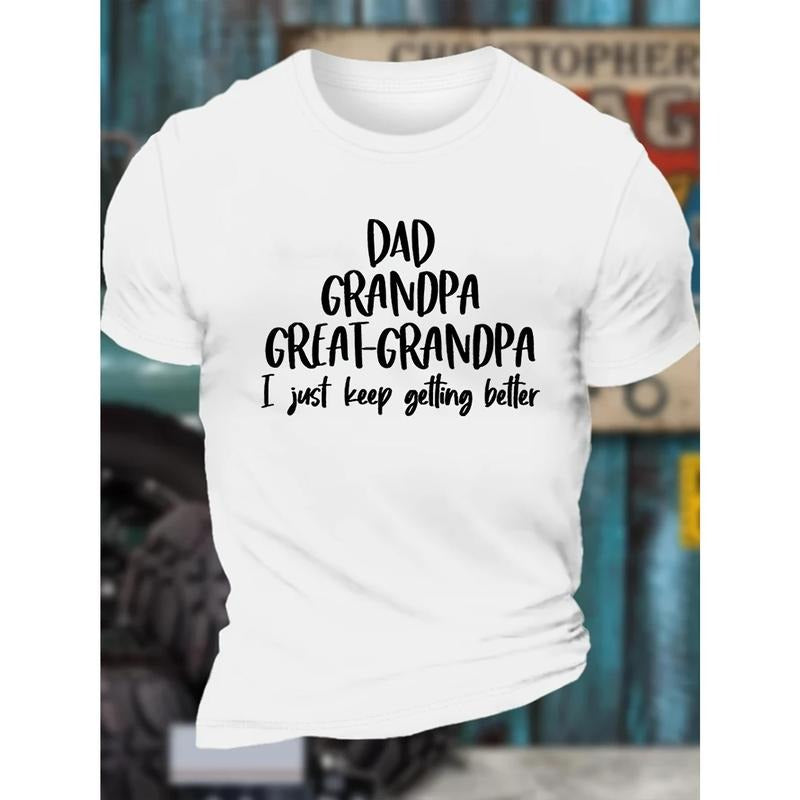 Comfortable Summer Short Sleeve Crew Neck Dad Grandpa Print Men's Fashionable Sports T-shirt Hoodie, Sweatshirt