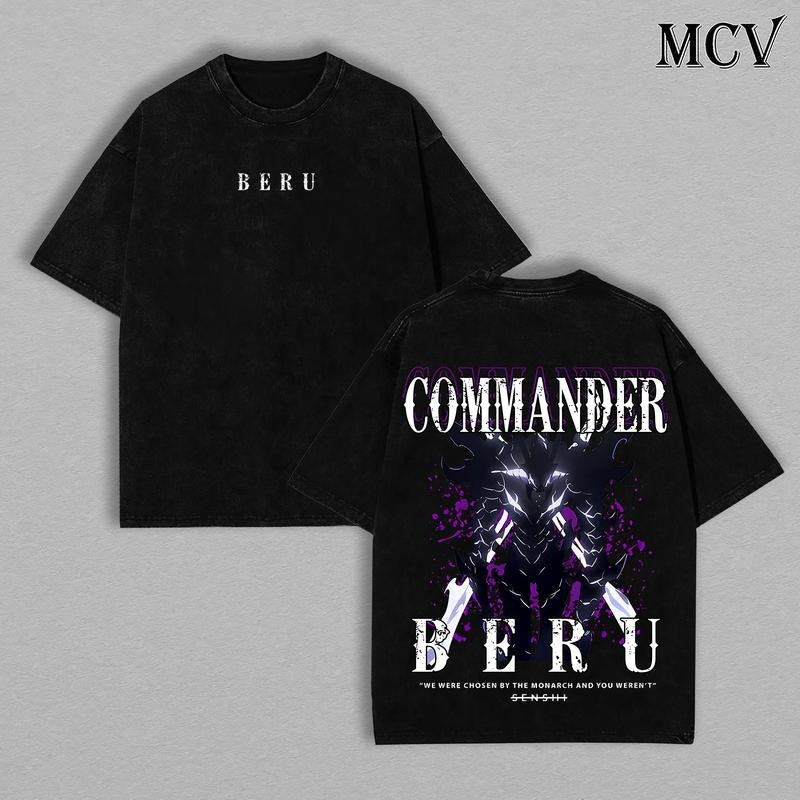Commander Beru T-shirt - Shadow Soldiers, Sung Jin Woo Solo Leveling T-Shirt Anime Double Printed Oversize Lightweight...