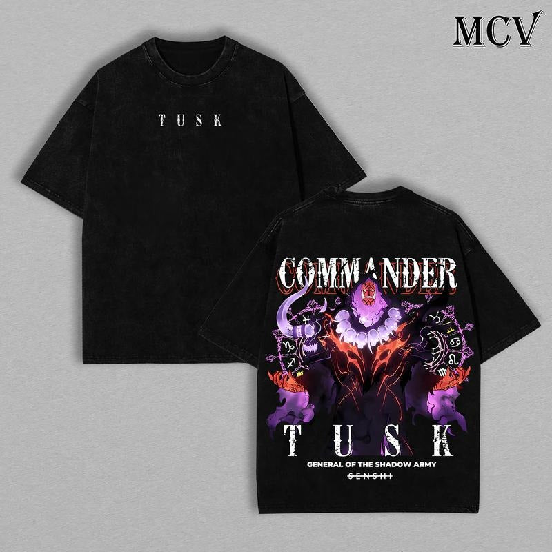 Commander Tusk T-shirt - Shadow Soldiers, Sung Jin Woo Solo Leveling T-Shirt Anime Double Printed Oversize Lightweight...