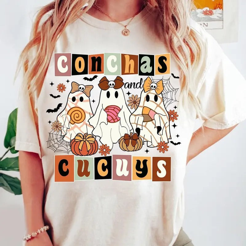 Conchas Cucuys Shirt Pantasmas Shirt Ghost Shirt Spanish Halloween Shirt Spooky Latina Shirt Mexican Conchas Shirt Regalos Es Espanol T-Shirts, Hoodie, Sweatshirt