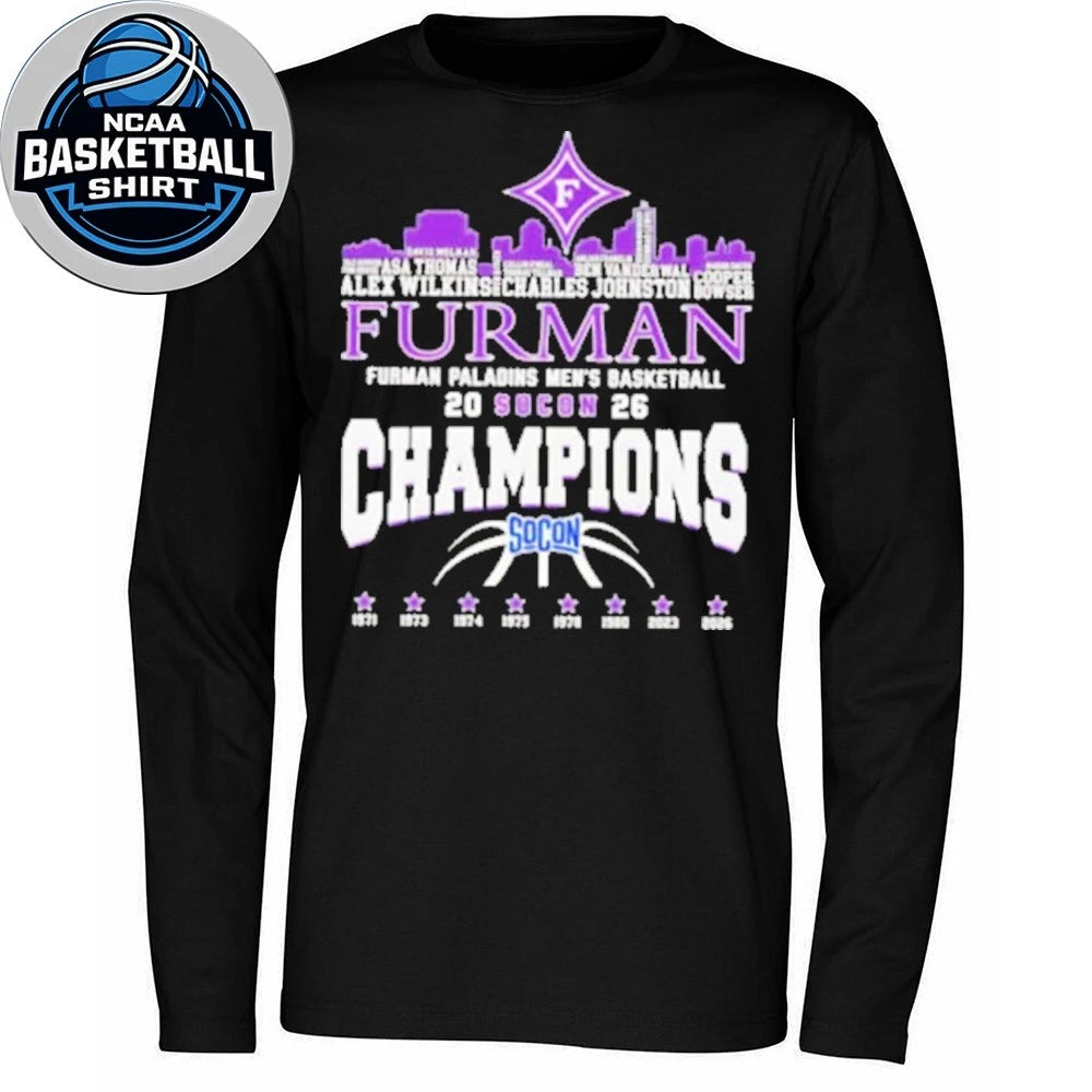 Congrats Furman Paladins Champions 2026 SoCon Men’s Basketball 8X City Skyline Logo Shirt