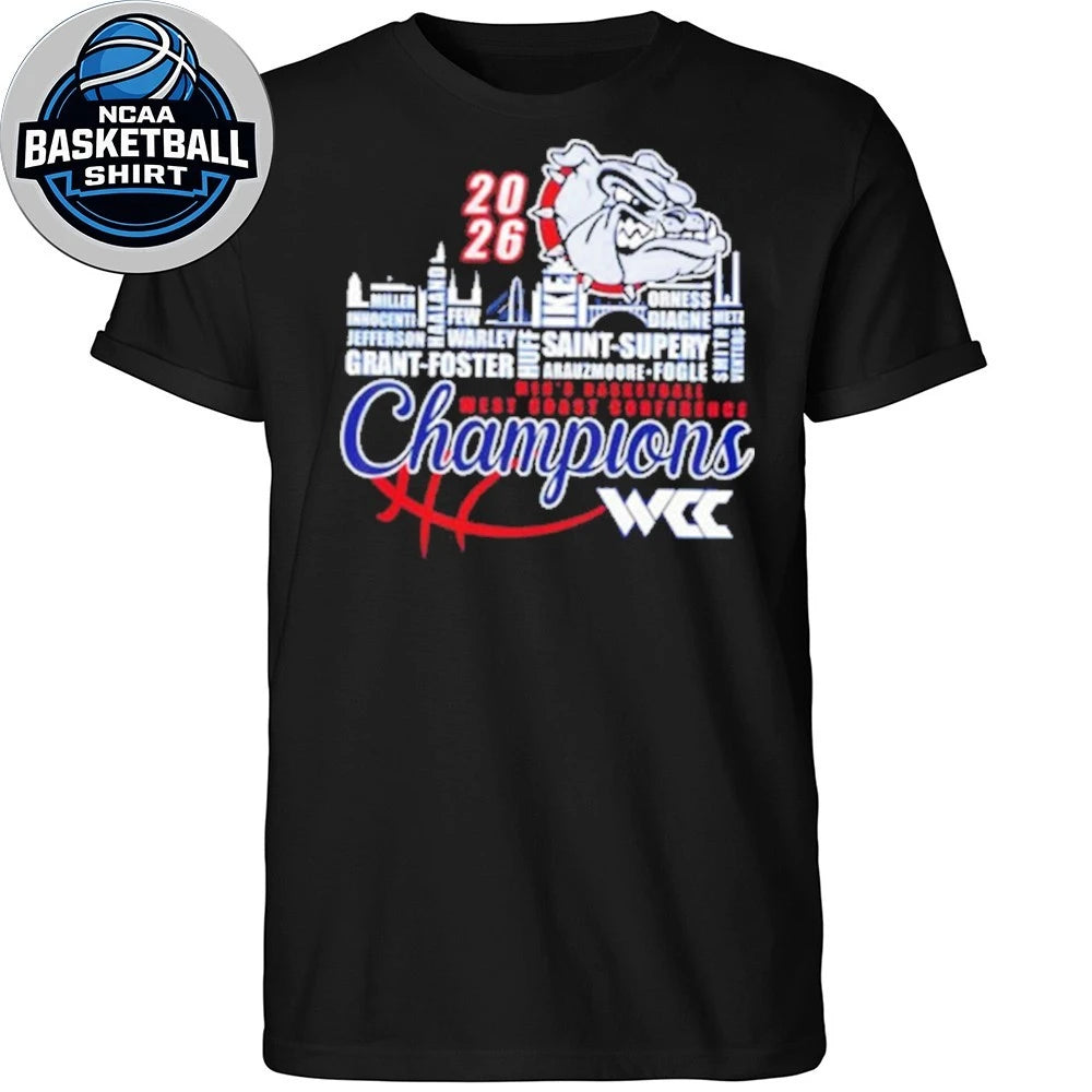 Congrats Gonzaga Bulldogs Champions 2026 WCC Men’s Basketball Mascot And Logo Shirt