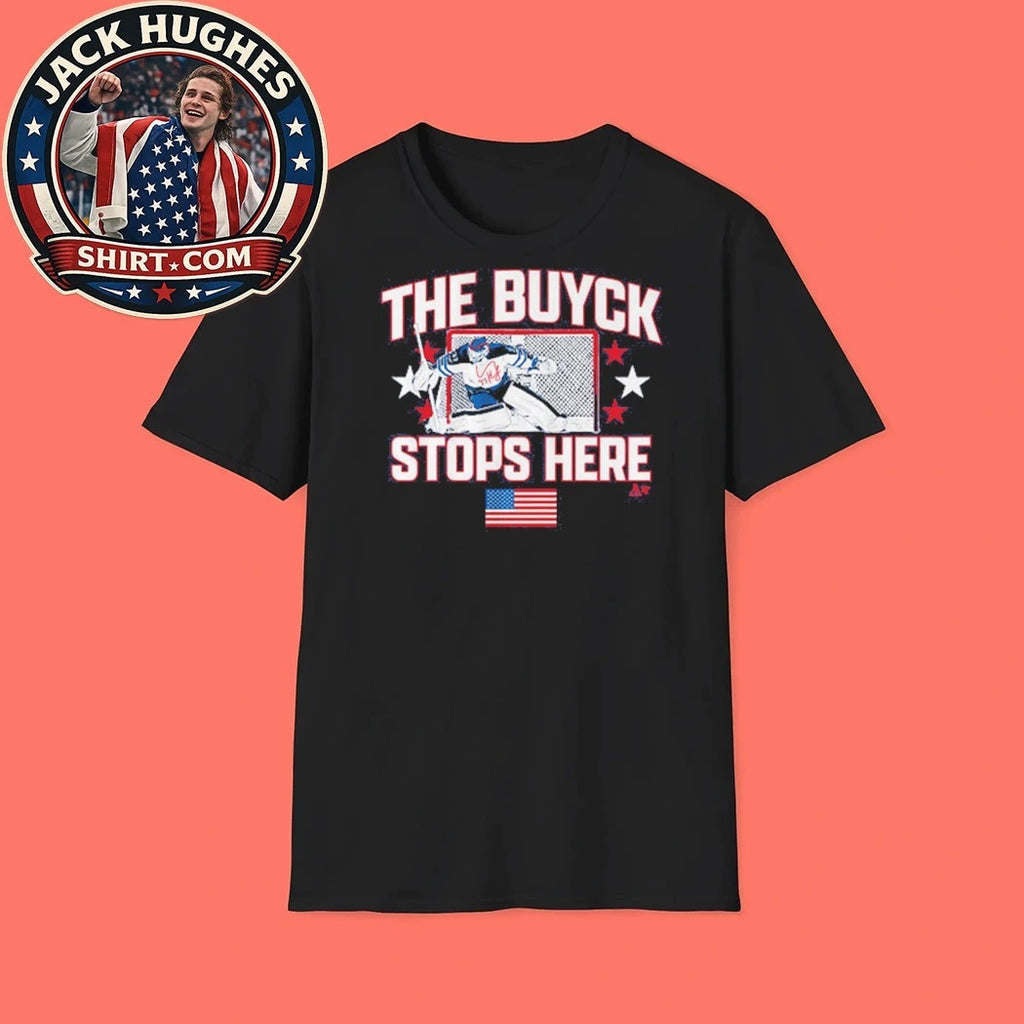 Connor Hellebuyck The Buyck Stops Here USA Flag Shirt