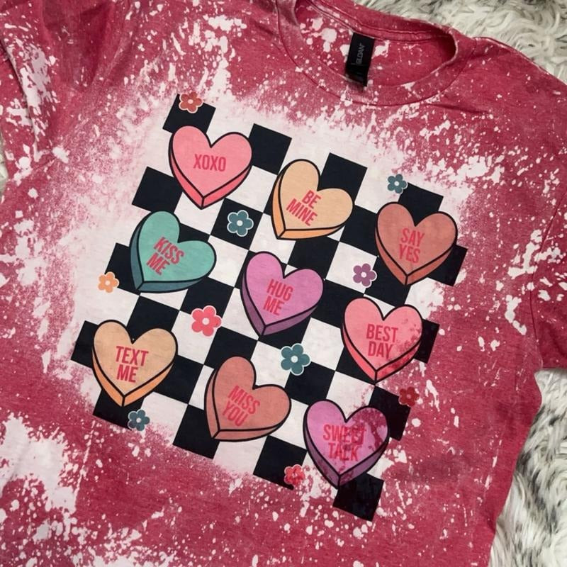 Conversation hearts, Valentine day, bleach, shirt, red sublimated Hoodie, Sweatshirt | HypeCrazeTee.com