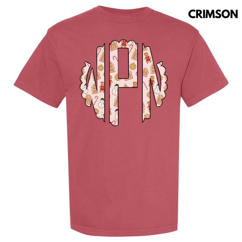 Cookie Christmas Monogram Comfort Colors T-Shirt 'NLB' Hoodie, Sweatshirt | HypeCrazeTee.com