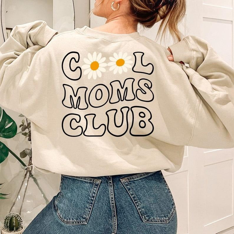 Cool Moms Club Back Print Groovy Mama Shirt Mama Be T-Shirts, Hoodie, Sweatshirt