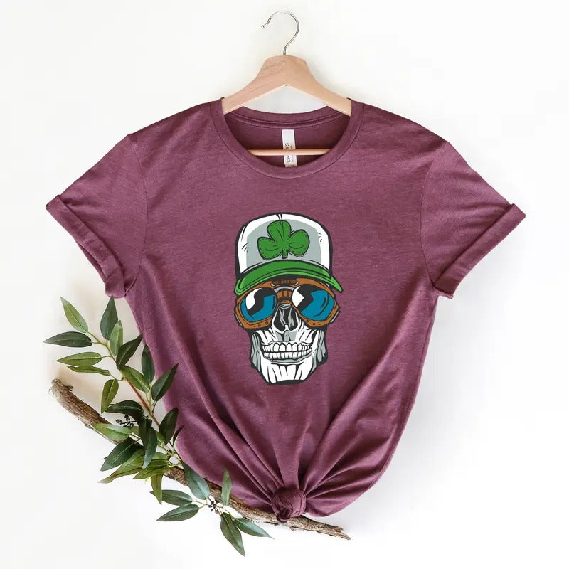 Cool Skull Shirt, Scary St Patrick's T Shirt, Day of Drinking Shirt, St Patrick's Gift, Sugar Skull Irish Shirt, Shamrock...