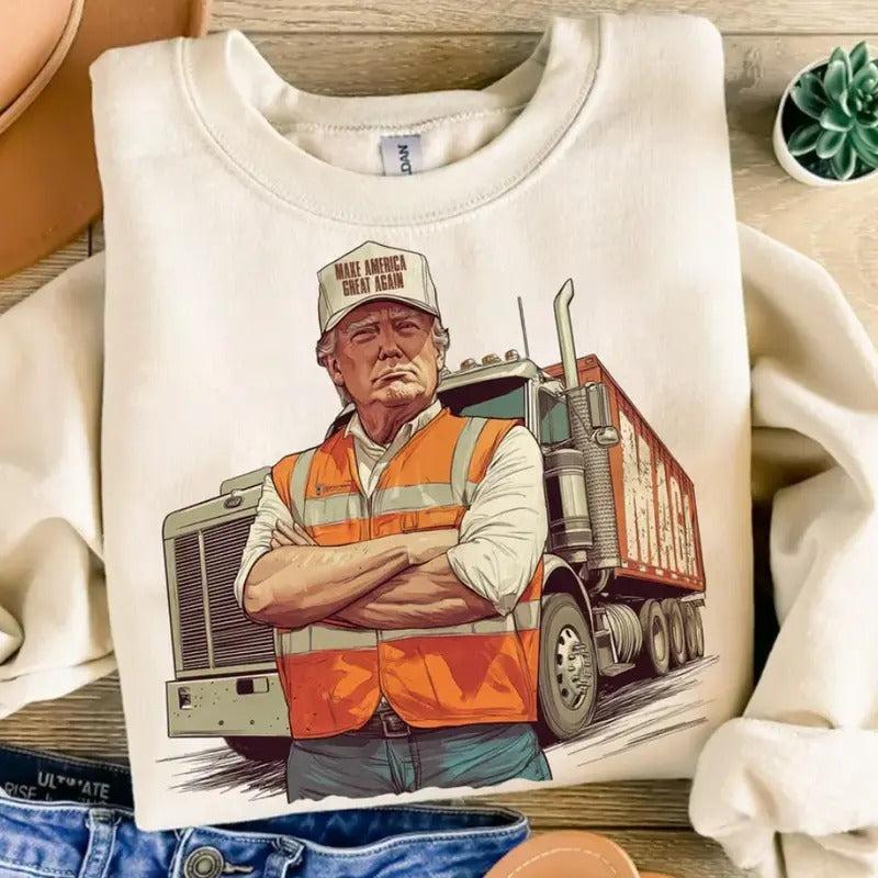 Cool Trump With Garbage Truck Shirt, Funny Trump Garbage, Humorous Trump Christmas, Make America Great Again, Clothing...