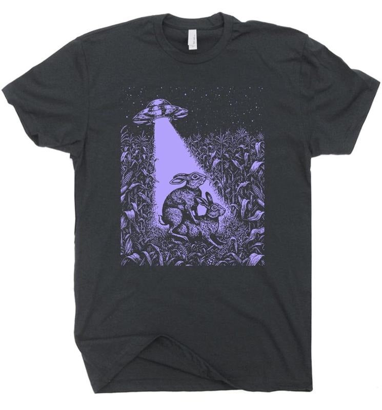 Cool Ufo T Shirt Funny Alien Shirt Ufo Cow Abduction Shirt Crazy Bad Vintage Bunny Graphic Tee Flying Saucer vintage...