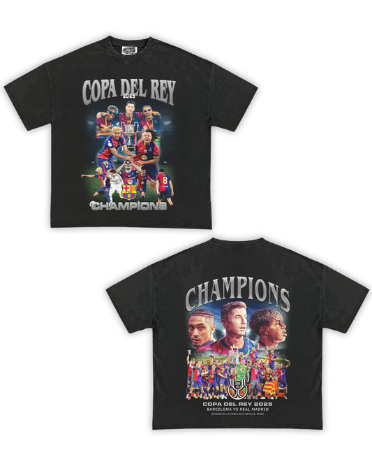 Copa Del Rey 2025 Champions Tribute Vintage Shirt: Front/Back (Vintage Black)