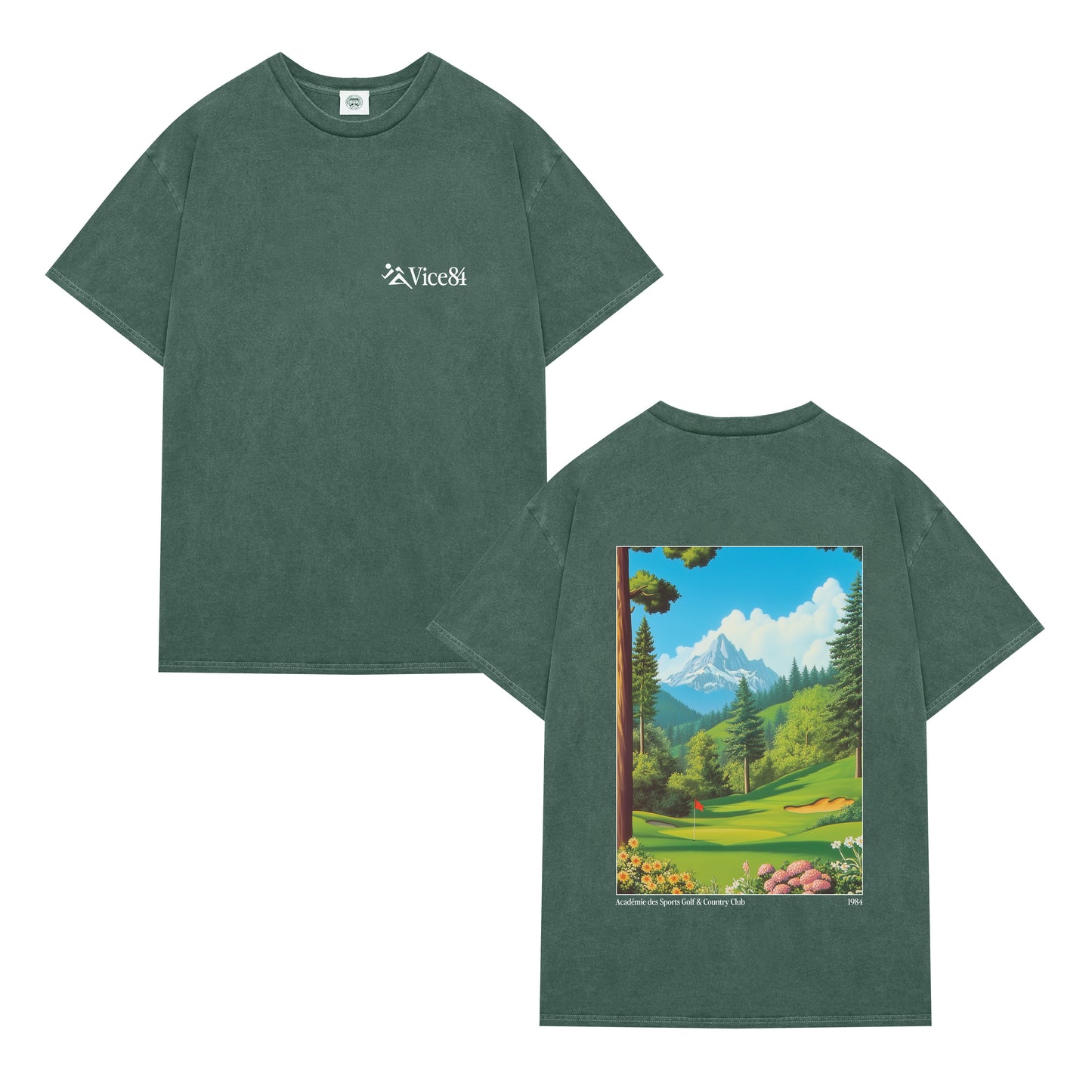 Vice 84 'Golf & Country Club' Vintage Washed Tee - Forest