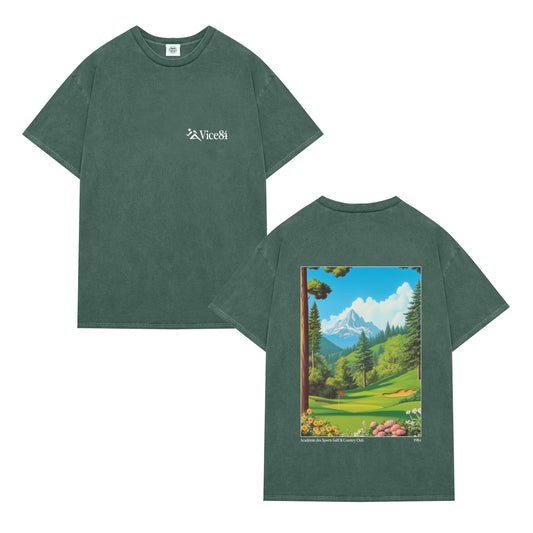 Vice 84 'Golf & Country Club' Vintage Washed Tee - Forest