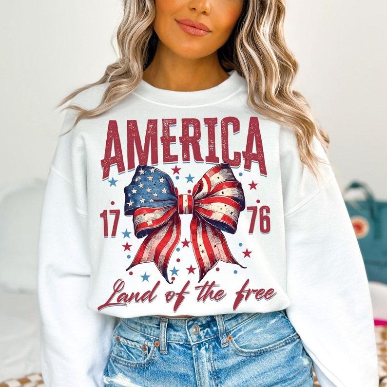 Coquette 4th Of July 4th Of July America Coquette bow Fourth of July America Flag Independence Day  T-shirt, sweater and...