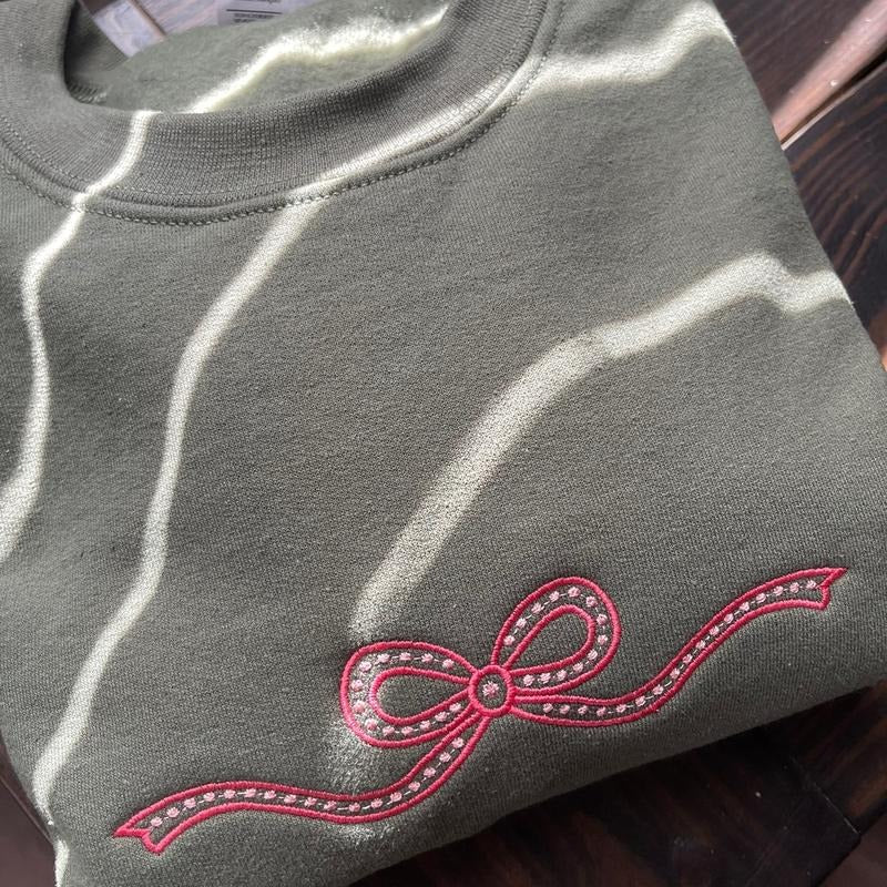 Coquette Aesthetic Sweatshirt Embroidered Sweatshirt T-Shirts, Hoodie | HypeCrazeTee.com