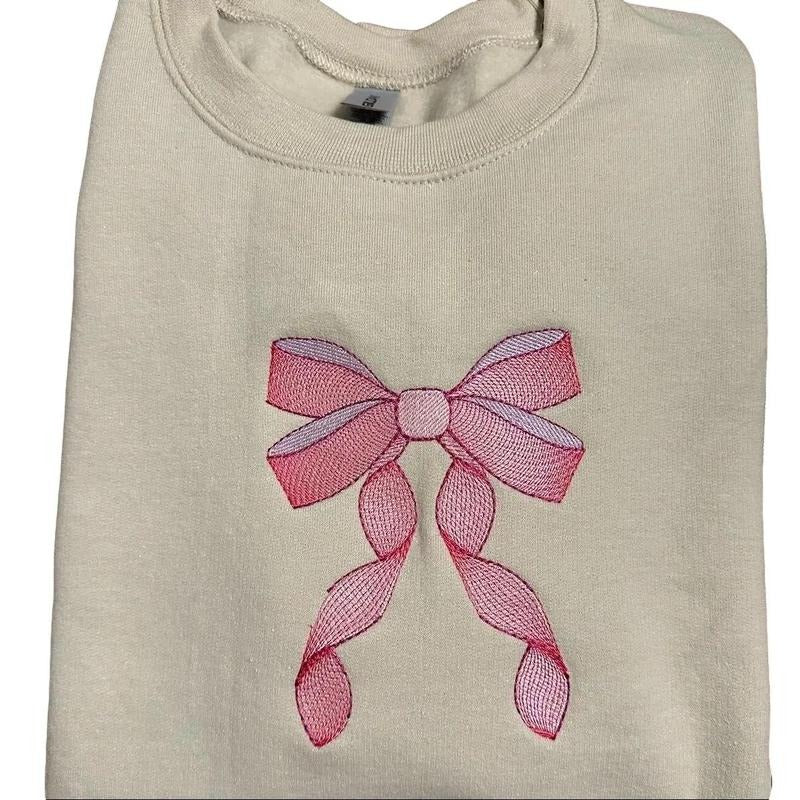 Coquette Bow Embroidered T-Shirts, Hoodie, Sweatshirt