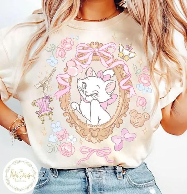 Coquette Bow The Aristocats Marie Shirt,  Marie Cat , Magic Kingdom Shirt, Marie Bonjour Tee Hoodie, Sweatshirt