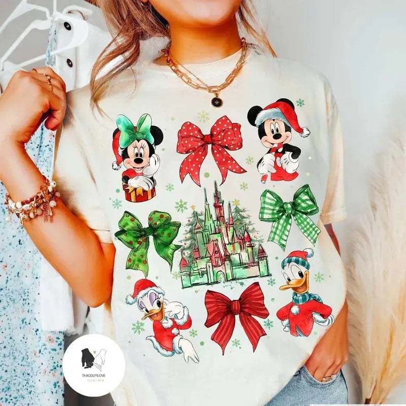 Coquette Bows Friends Christmas Sweatshirt, WDW Xmas Family Matching Shirts, Very Merry Christmas Sweatshirt Hoodie