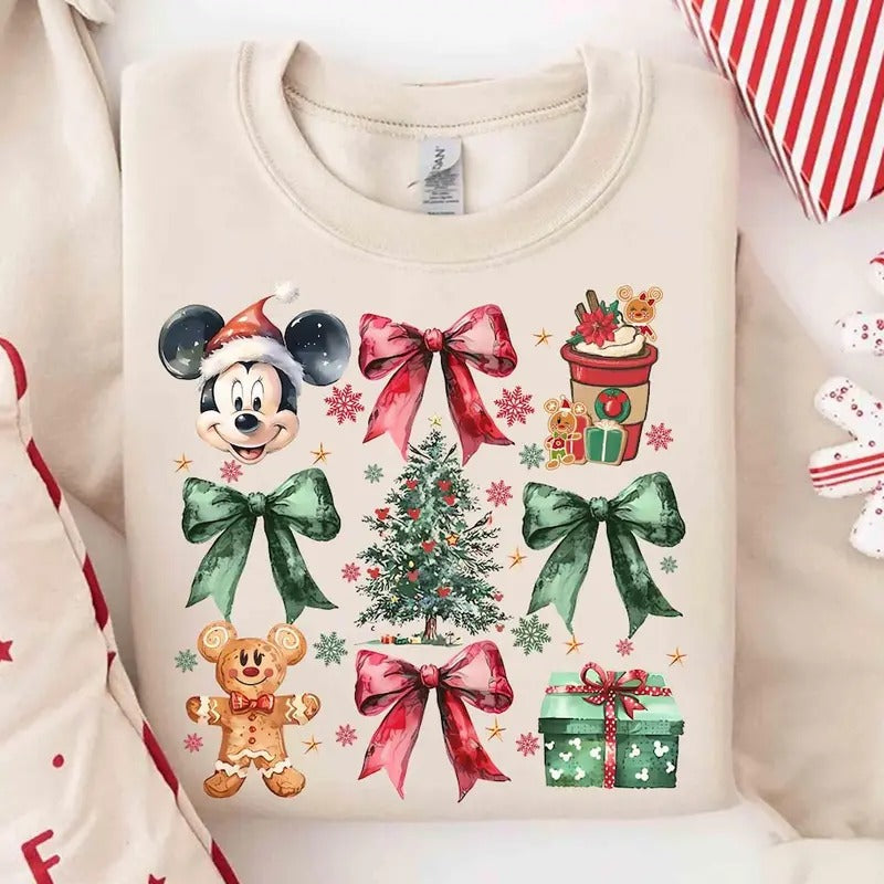 Coquette Bows Gingerbread Christmas Tree TShirt Sweatshirt, Very Merry Xmas Party 2024 Tee,  Family Holiday Christmas...