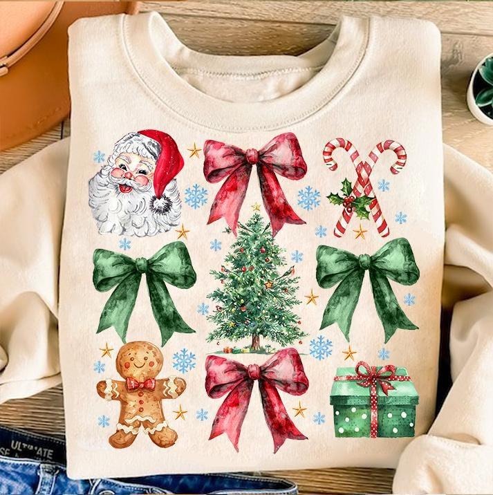 Coquette Christmas Shirt, Coquette Bow Shirt, Christmas Trending, Retro Holidays, Holiday vibes, Girly Christm Hoodie,...