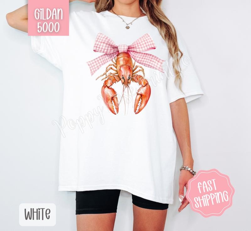 Coquette Crawfish Gildan Tshirt, Southern Girl Tee, Girly Aesthetic Shirt Hoodie, Sweatshirt | HypeCrazeTee.com