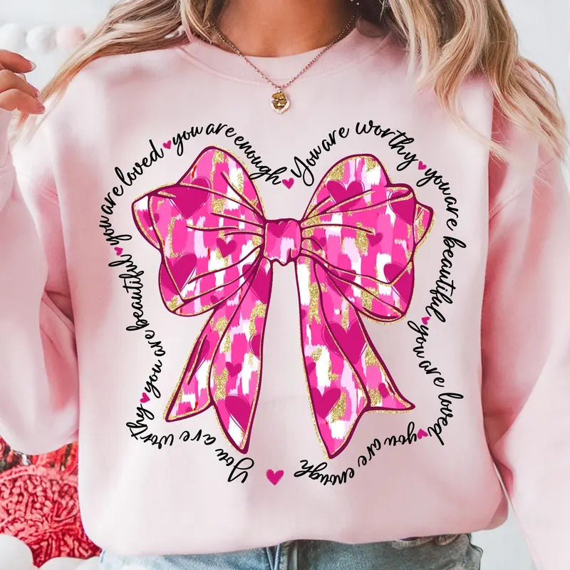 Coquette Glitter Valentine Heart T-Shirt, Brushstroke Valentine's Day Sweatshirt, Romantic Valentine Crewneck, Glitter...
