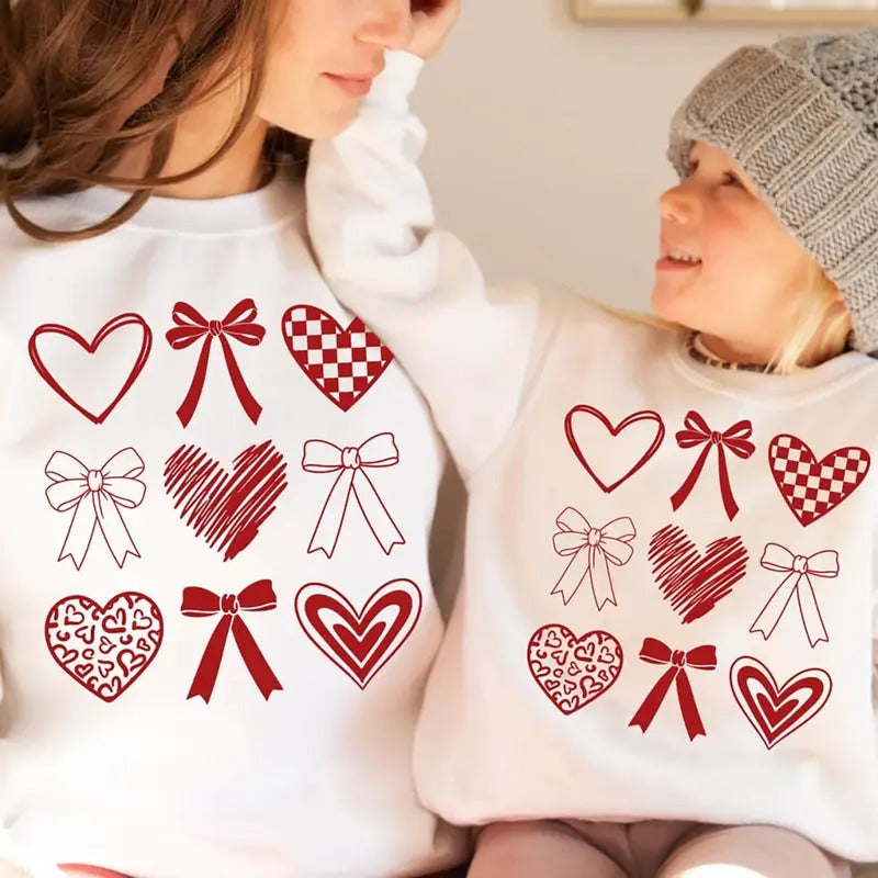 Coquette Heart Valentine Sweatshirt, Doodle Heart Coquette T-Shirt, Be Mine Valentine Sweater, Coquette Bow Valentine Tee...