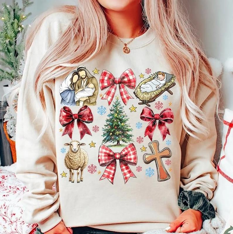 Coquette Jesus Shirt Christian Shirt Bible Verse Nativity Scene Oh Holy Night Shirt T-Shirts, Hoodie, Sweatshirt