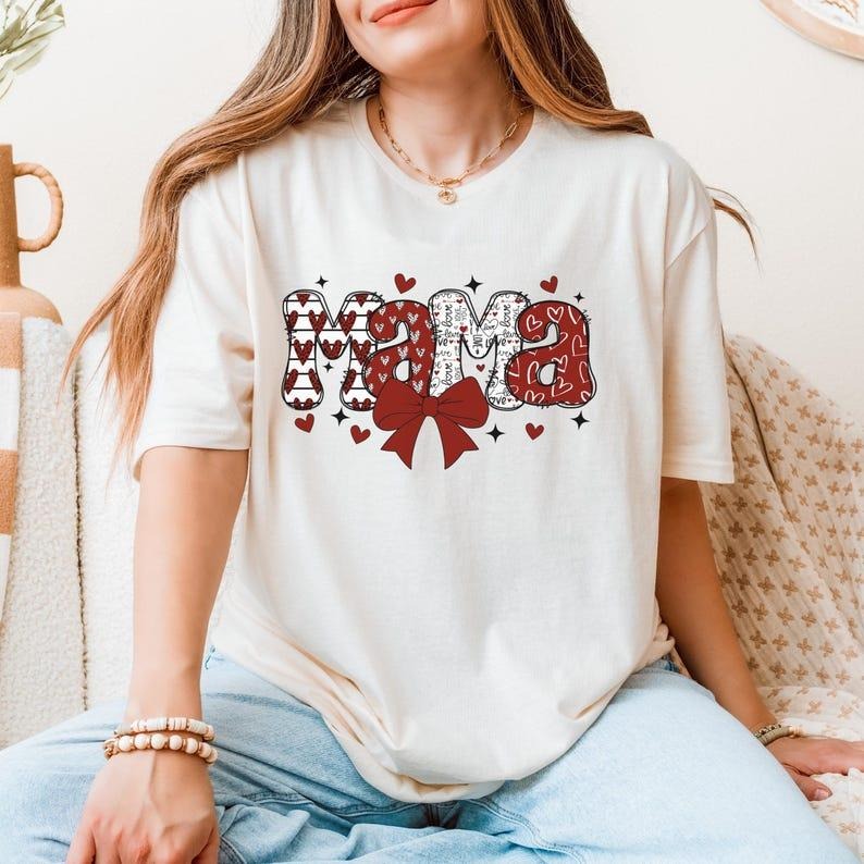 Coquette Mama Comfort Colors Shirt, Coquette Bow T-shirt for Mom, Mothers Day Gift, Girly Mama Outfit Hoodie, Sweatshirt