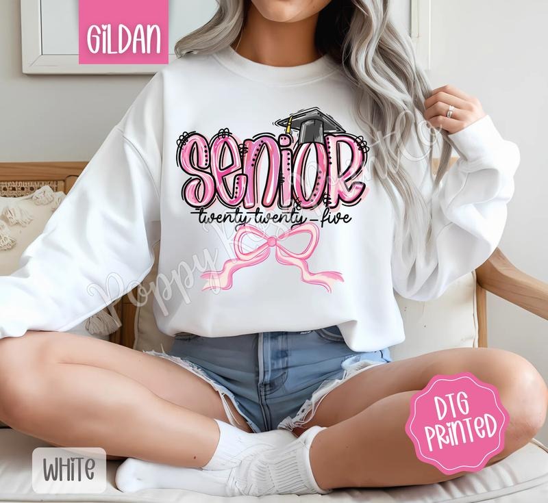 Coquette Senior Sweatshirt, Cute Graduation Sweater, Trendy Bow Crewneck, Gift for Her T-Shirts, Hoodie | HypeCrazeTee.com
