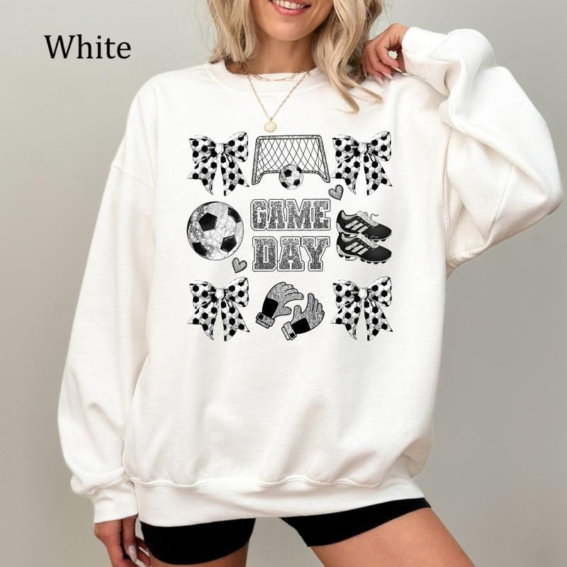 Coquette Soccer Sweatshirt, Game Day Shirt, Soccer Mama Sweatshirt, Cute Soccer Mom Pullover, Cozy Fleece Sweatshirt,...