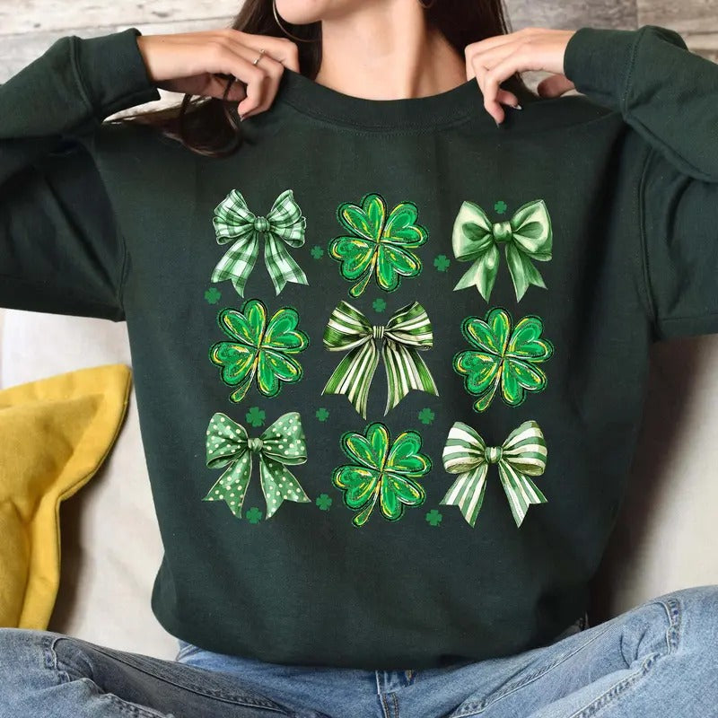 Coquette St. Patrick'S Day Cute Shamrock Bow Clover St. Patty'S Day T-Shirts, Hoodie, Sweatshirt