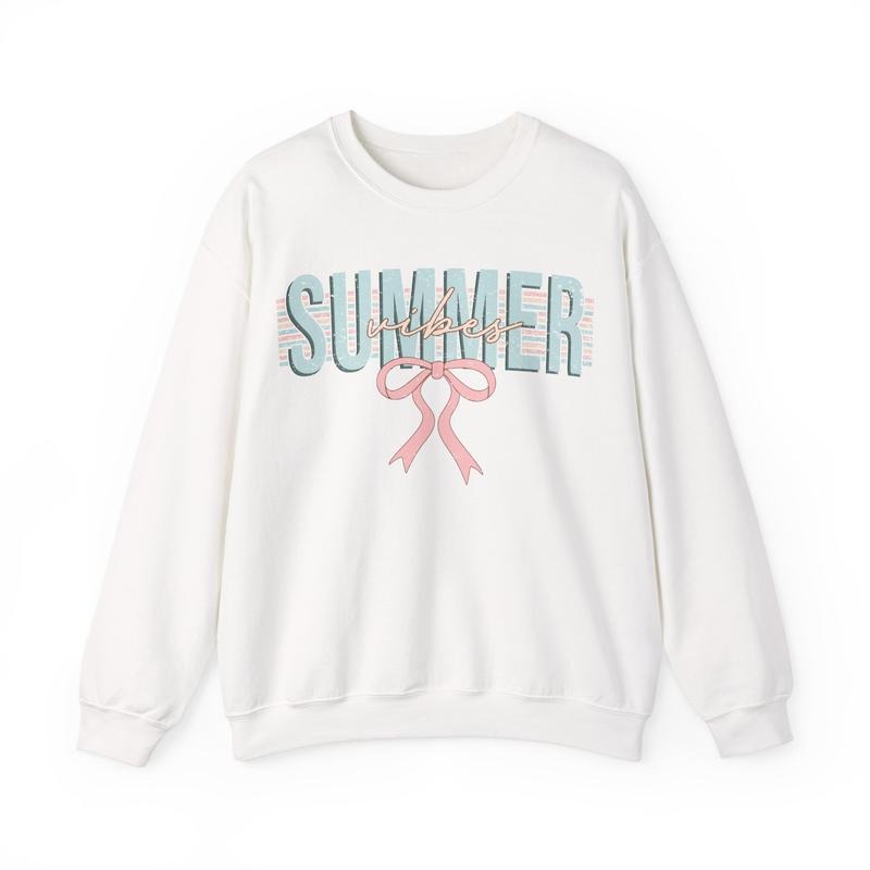 Coquette Summer Vibes Sweatshirt, Cute Summer Sweater, Girly Beach Crewneck T-Shirts, Hoodie | HypeCrazeTee.com